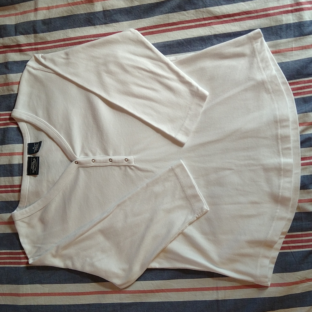 Womens Sonoma, Medium, white, V-neck  Henley ,long sleeve t- shirt.